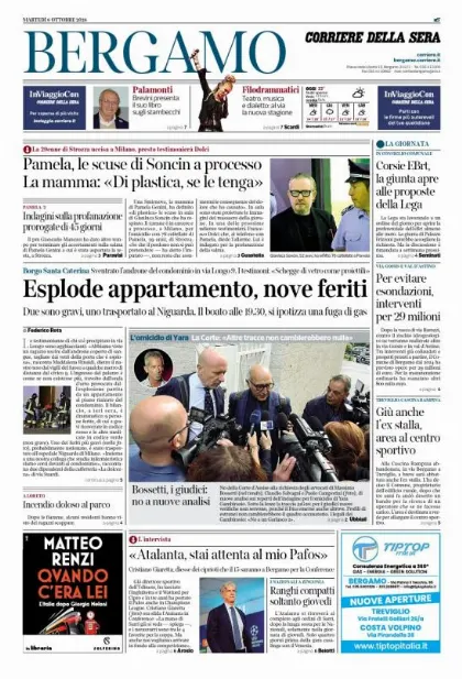 Prima pagina Corriere della Sera | Bergamo