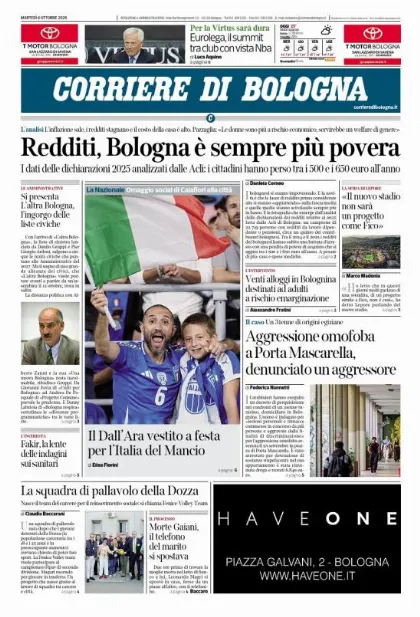 Prima pagina Corriere di Bologna