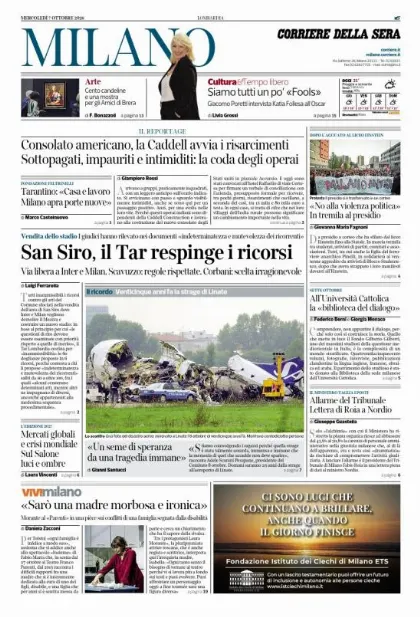 Prima pagina Corriere della Sera | Milano