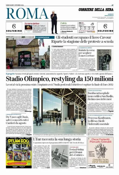 Prima pagina Corriere della Sera | Roma