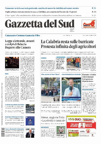 Prima pagina Gazzetta del Sud | Catanzaro