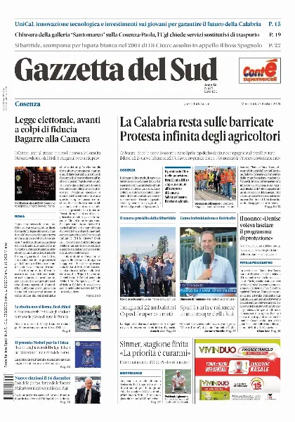 Prima pagina Gazzetta del Sud | Cosenza