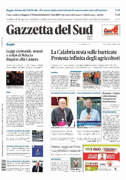 Prima pagina Gazzetta del Sud | Reggio Calabria