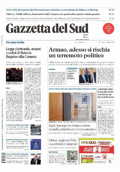 Prima pagina Gazzetta del Sud