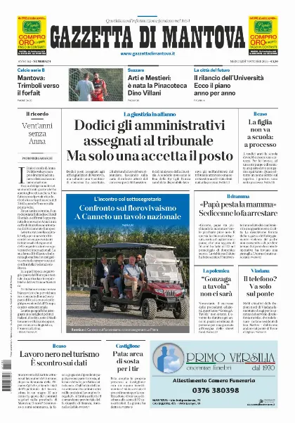 Prima pagina Gazzetta di Mantova