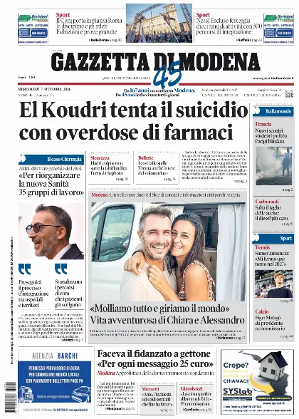 Prima pagina Gazzetta di Modena