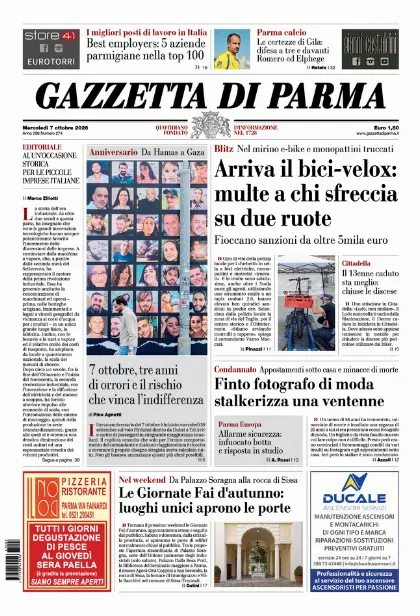 Prima pagina Gazzetta di Parma