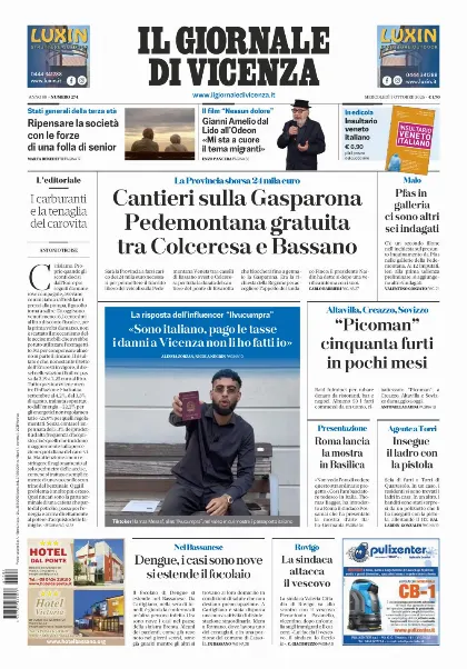 Prima pagina Il Giornale di Vicenza