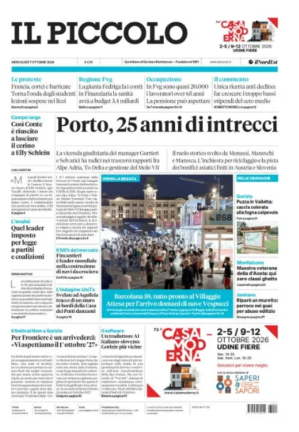 Prima pagina Il Piccolo | Gorizia e Monfalcone