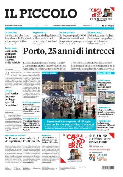Prima pagina Il Piccolo | Trieste
