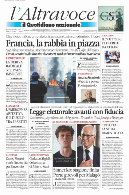 Prima pagina Il Quotidiano del Sud | L'Altravoce
