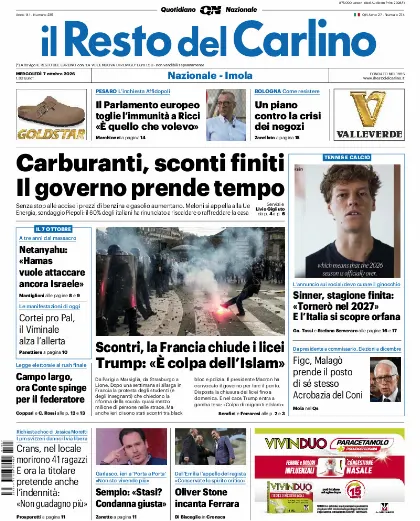 Prima pagina Il Resto del Carlino