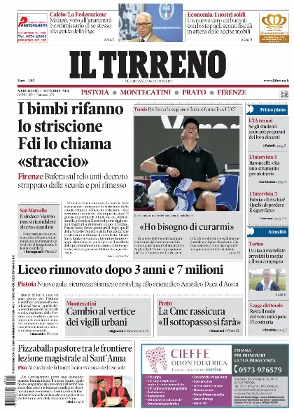Prima pagina Il Tirreno