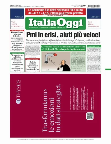 Prima pagina ItaliaOggi