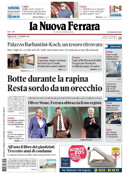 Prima pagina La Nuova Ferrara