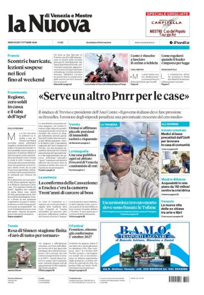 Prima pagina La Nuova di Venezia e Mestre | Venezia e Mestre