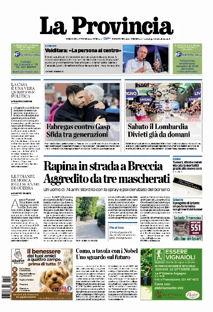 Prima pagina La Provincia