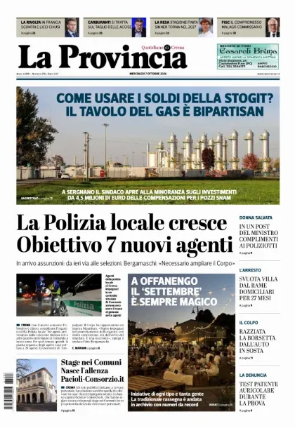 Prima pagina La Provincia | Crema