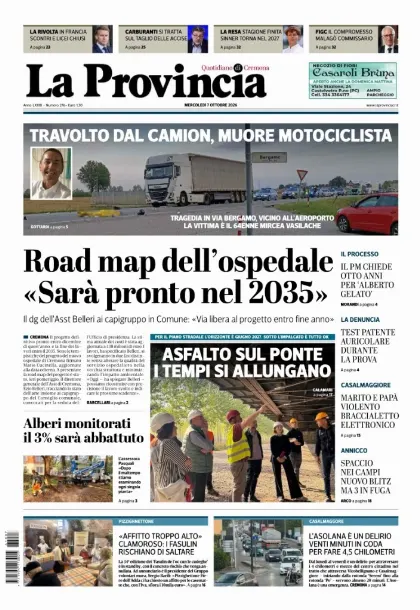 Prima pagina La Provincia