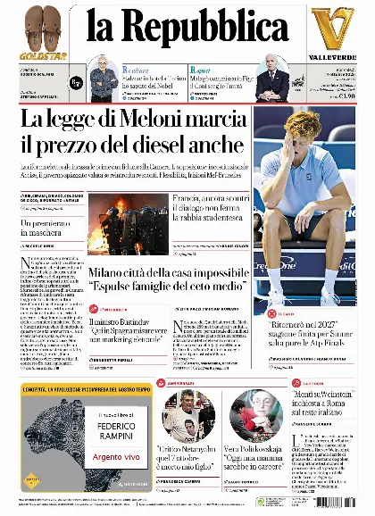 Prima pagina la Repubblica