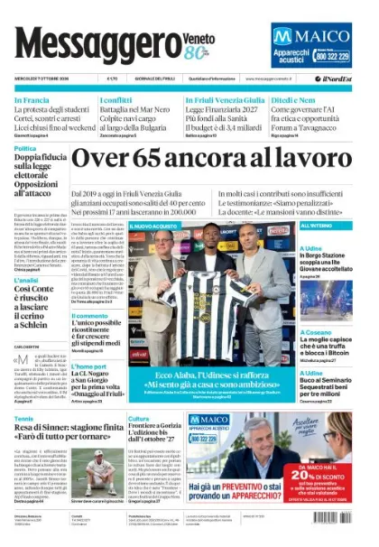 Prima pagina Messaggero Veneto | Udine
