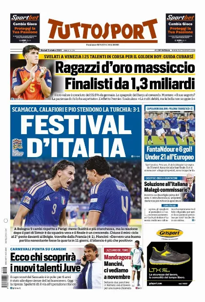 Prima pagina Tuttosport