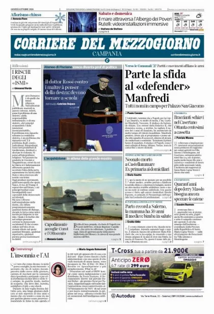 Prima pagina Corriere del Mezzogiorno | Campania