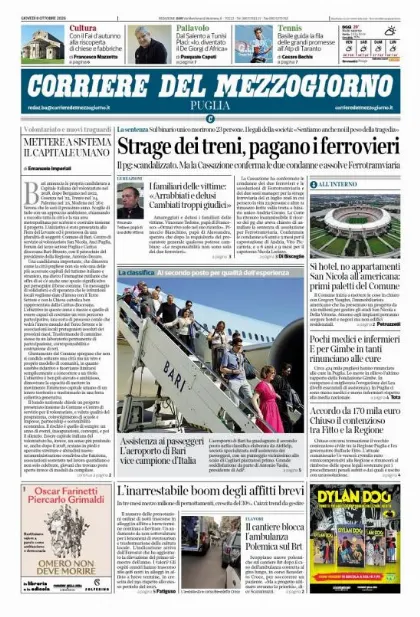 Prima pagina Corriere del Mezzogiorno | Puglia