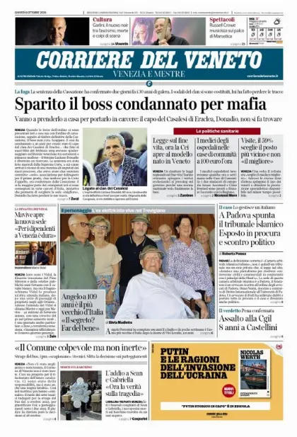 Prima pagina Corriere del Veneto | Venezia e Mestre