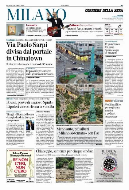 Prima pagina Corriere della Sera | Milano