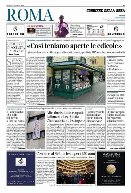 Prima pagina Corriere della Sera | Roma