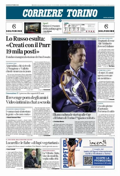 Prima pagina Corriere della Sera | Torino