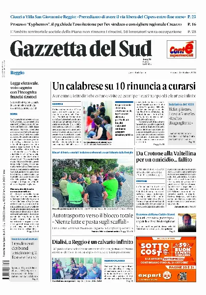 Prima pagina Gazzetta del Sud | Reggio Calabria