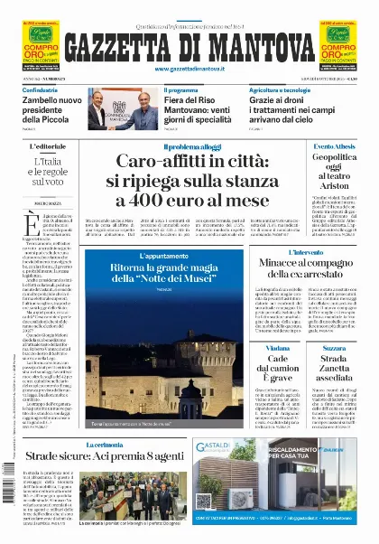 Prima pagina Gazzetta di Mantova
