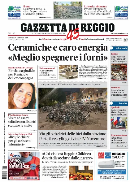 Prima pagina Gazzetta di Reggio