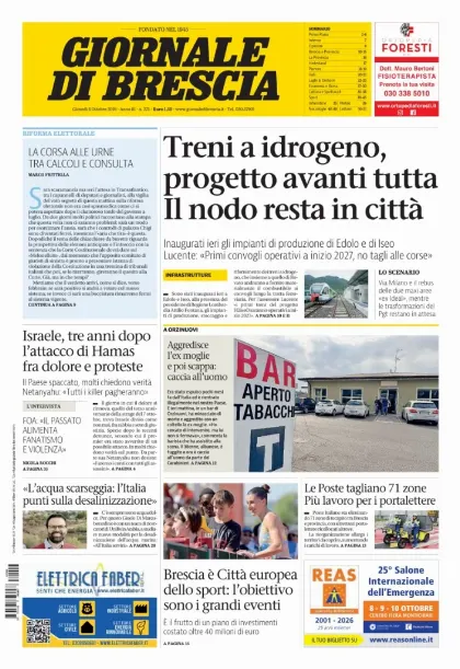 Prima pagina Giornale di Brescia
