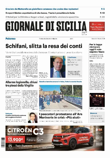 Prima pagina Giornale di Sicilia