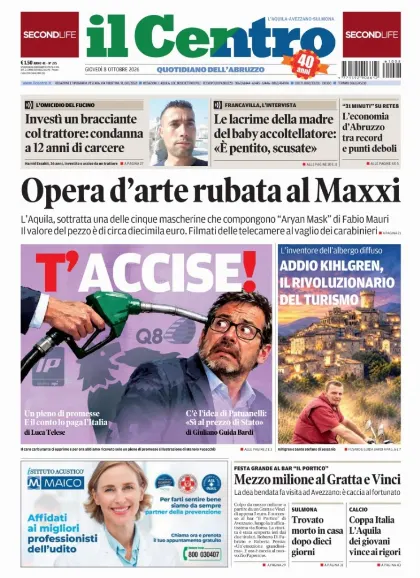Prima pagina Il Centro | L'Aquila