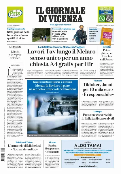 Prima pagina Il Giornale di Vicenza