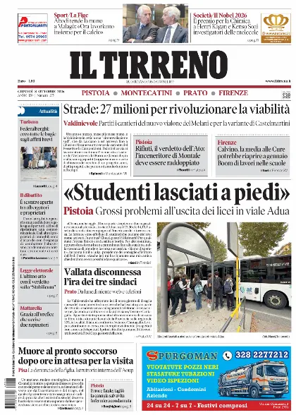Prima pagina Il Tirreno