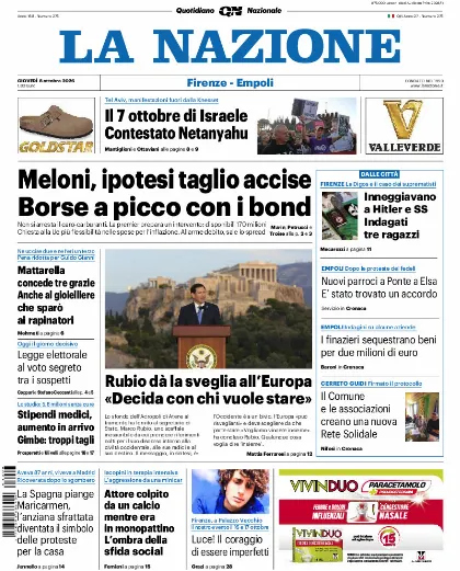 Prima pagina La Nazione