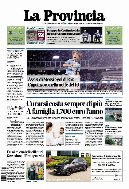 Prima pagina La Provincia