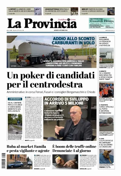 Prima pagina La Provincia | Crema