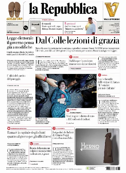 Prima pagina la Repubblica