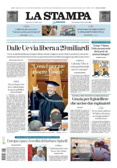 Prima pagina La Stampa | Alessandria