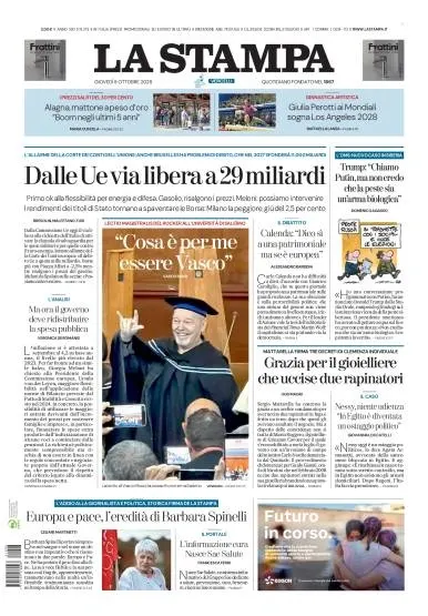 Prima pagina La Stampa | Vercelli