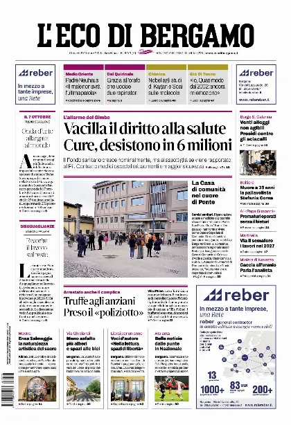 Prima pagina L'Eco di Bergamo