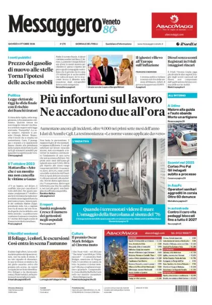 Prima pagina Messaggero Veneto | Udine