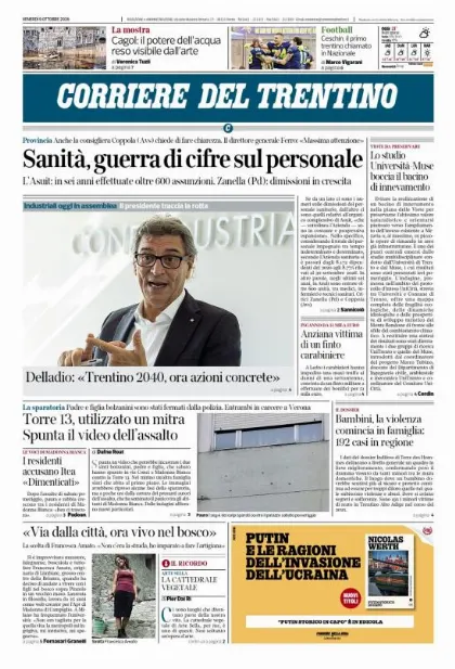 Prima pagina Corriere del Trentino