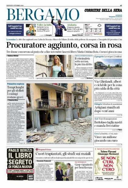 Prima pagina Corriere della Sera | Bergamo